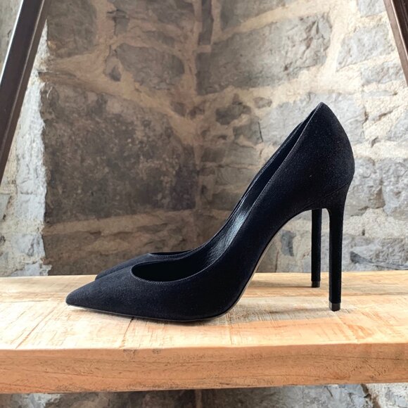 Saint Laurent Paris Black Suede Anja Heels - Picture 7 of 11